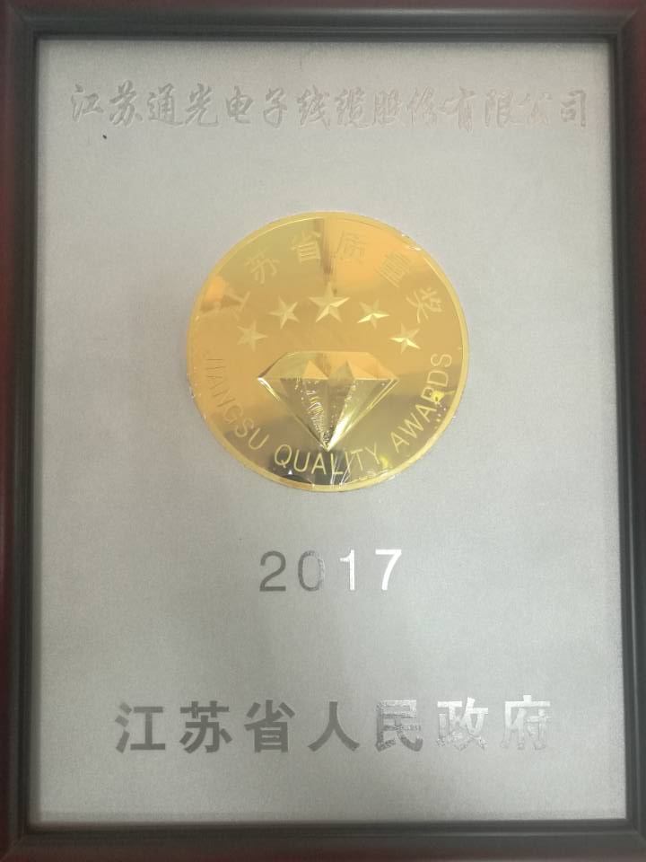江苏省省长质量奖奖牌